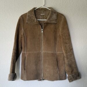 VTG Y2K Guess Suede Leather Jacket Medium Tan Patchwork Festival Boho Western